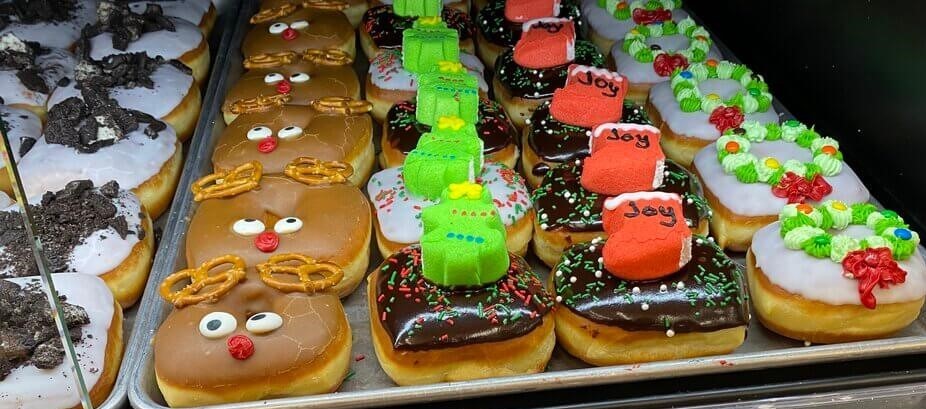 christmas decorated donuts